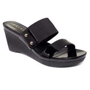 Ralph Lauren Rhianna Platform Wedge Slides, Size 8.5
